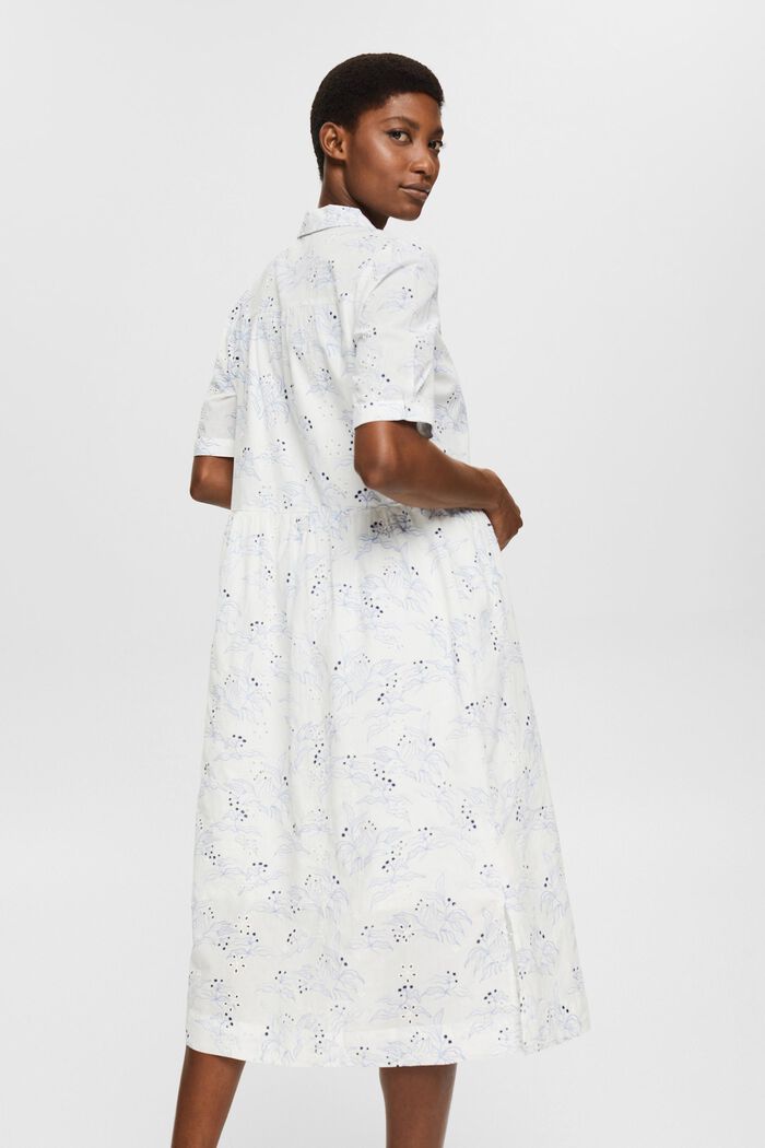 Gemustertes Kleid mit Blumen-Stickerei, OFF WHITE, detail image number 2