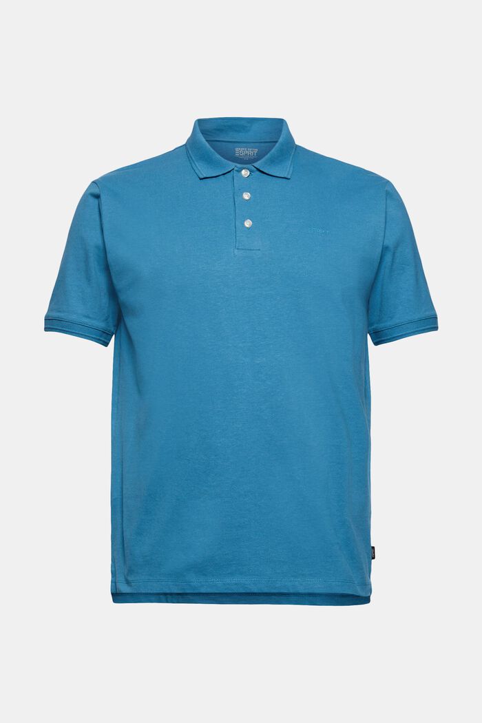 Mit Leinen/Organic Cotton: Jersey-Poloshirt, PETROL BLUE, detail image number 0