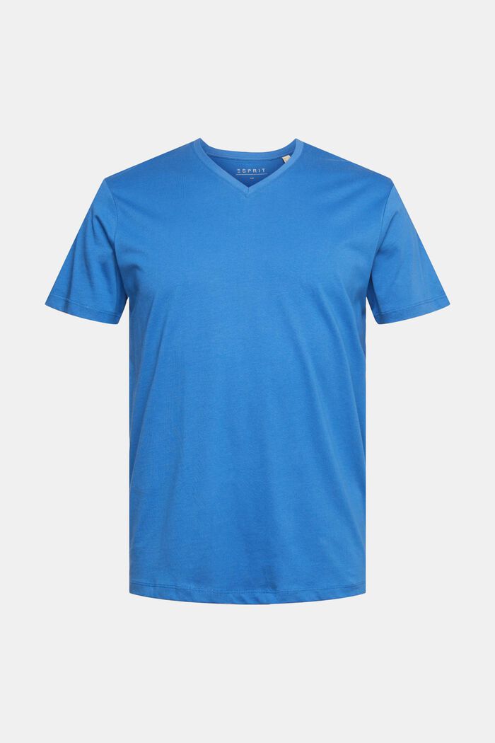 T-Shirt mit V-Ausschnitt aus nachhaltiger Baumwolle, BLUE, detail image number 6