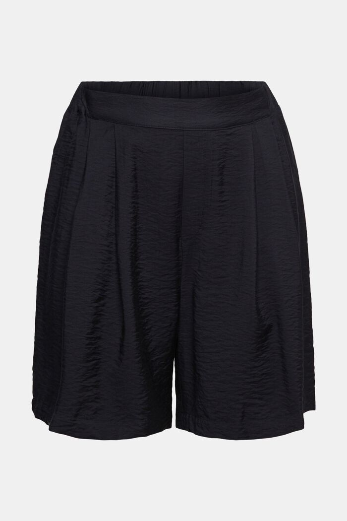 Fließende Bermuda-Shorts in Knitteroptik, BLACK, detail image number 2