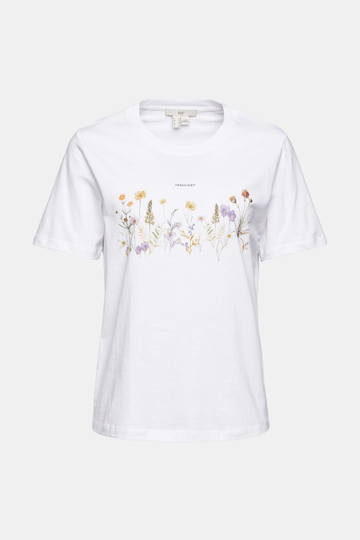 T-Shirt mit Blumen-Print, WHITE, overview