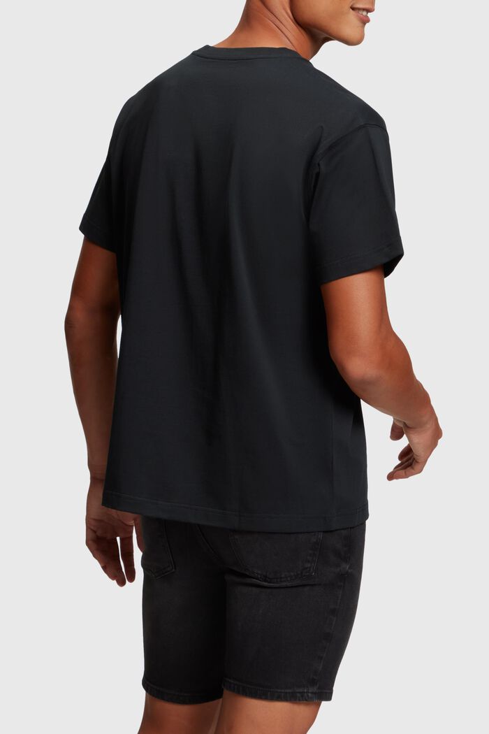 T-Shirt mit beflocktem Logo-Aufnäher, BLACK, detail image number 1
