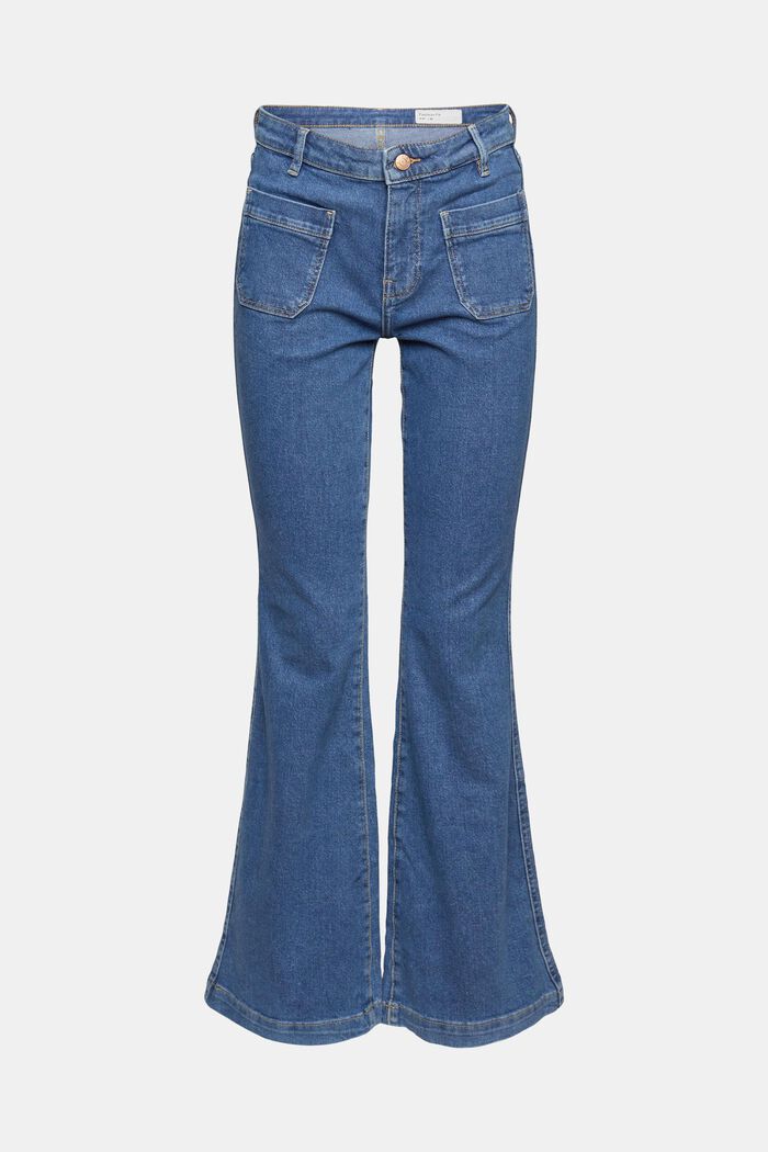 Bootcut-Jeans mit aufgesetzten Taschen, BLUE MEDIUM WASHED, detail image number 8