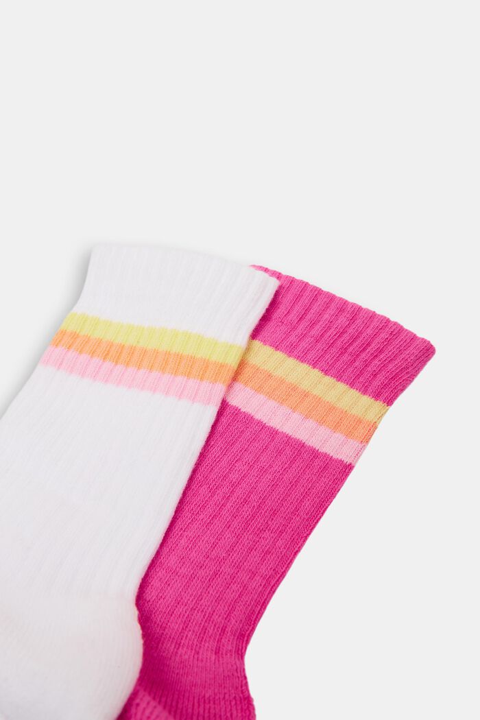 2er-Pack gerippte Socken mit Streifen, WHITE/PINK, detail image number 1