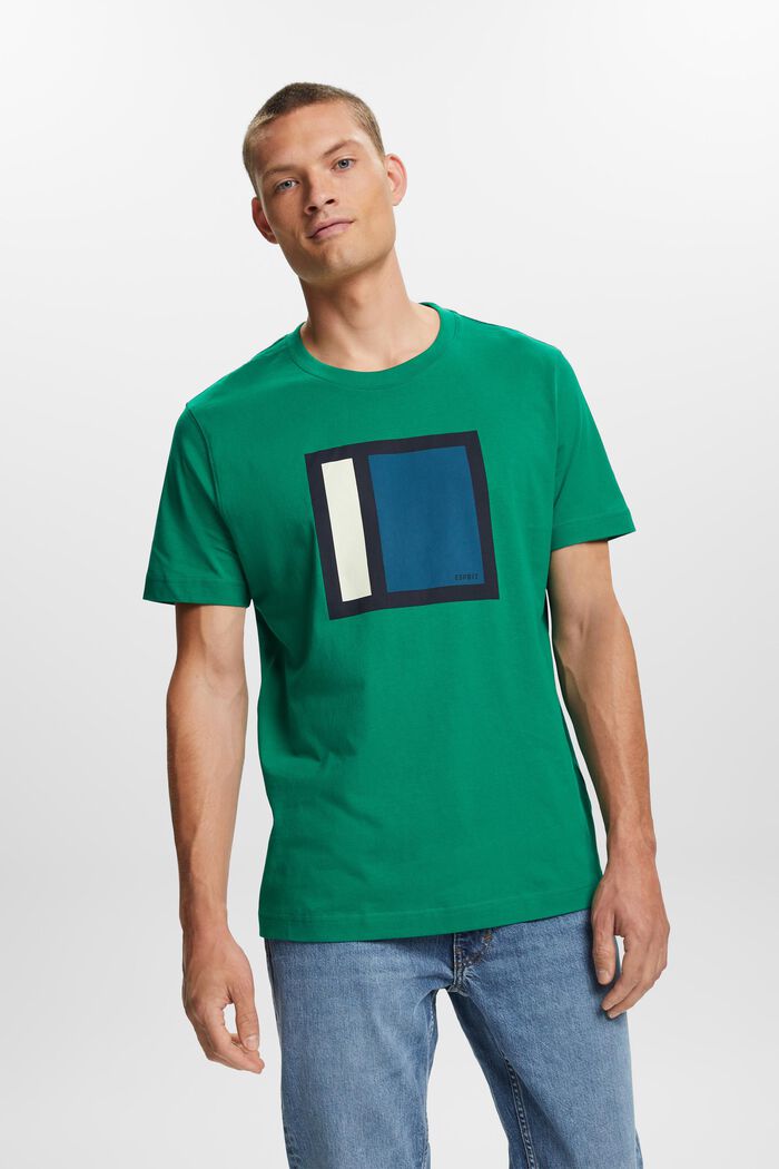 Bedrucktes Jersey-T-Shirt, 100 % Baumwolle, DARK GREEN, detail image number 0