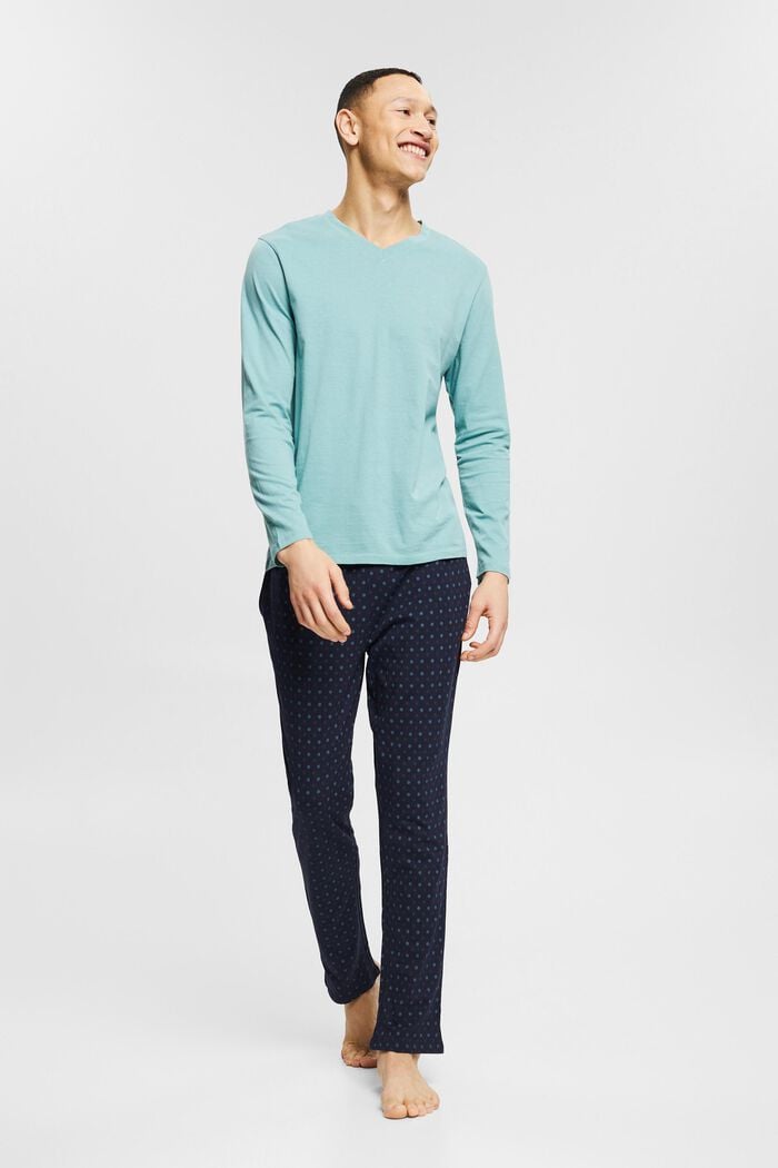Pyjama mit Punkte-Print, 100% Baumwolle