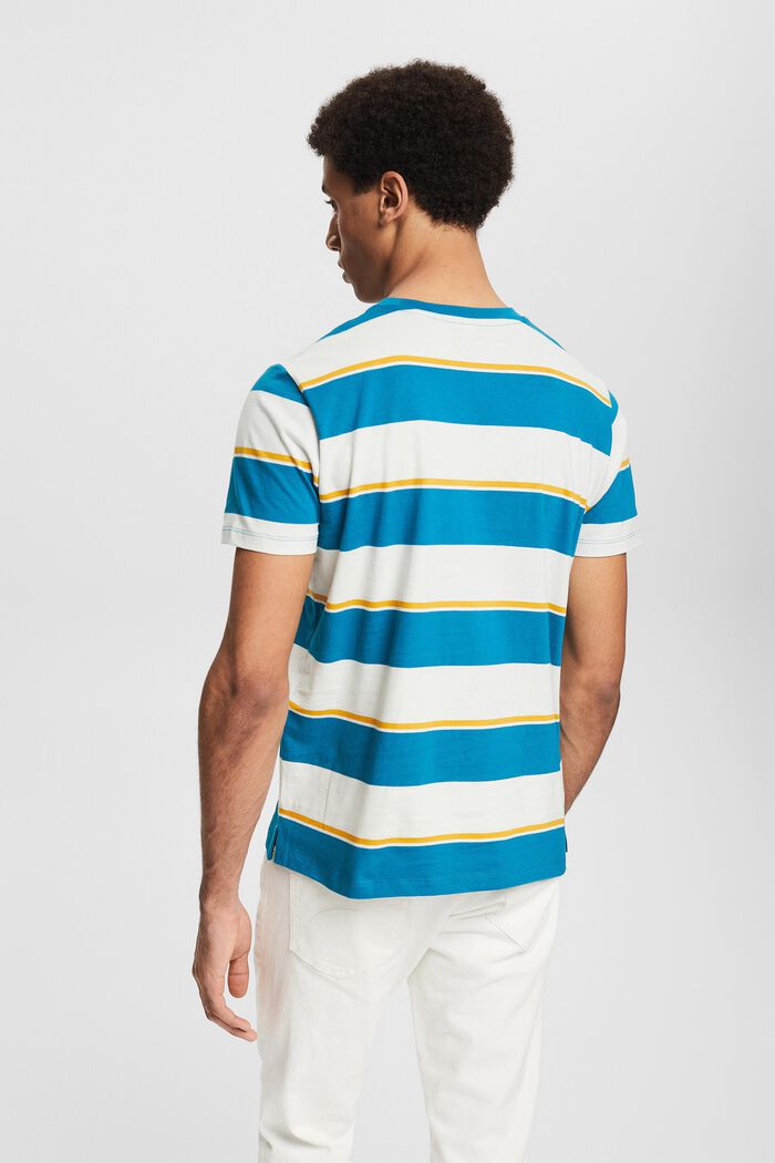 Jersey-T-Shirt mit Streifenmuster, TEAL BLUE, detail image number 3