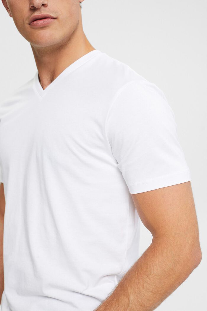 T-Shirt mit V-Ausschnitt aus nachhaltiger Baumwolle, WHITE, detail image number 0