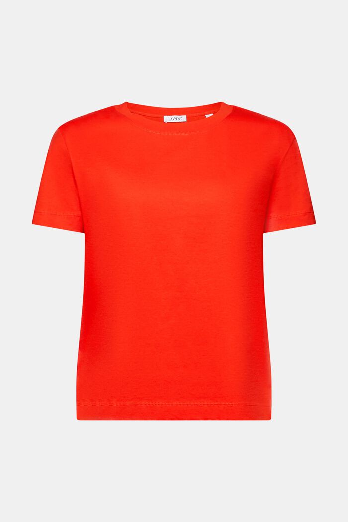 Baumwoll-T-Shirt mit Rundhalsausschnitt, RED, detail image number 6
