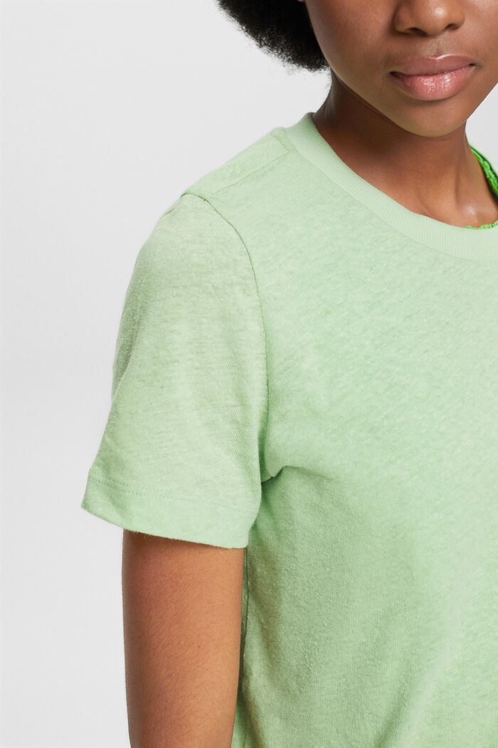 T-Shirt aus Baumwolle-Leinen-Mix, LIGHT GREEN, detail image number 3