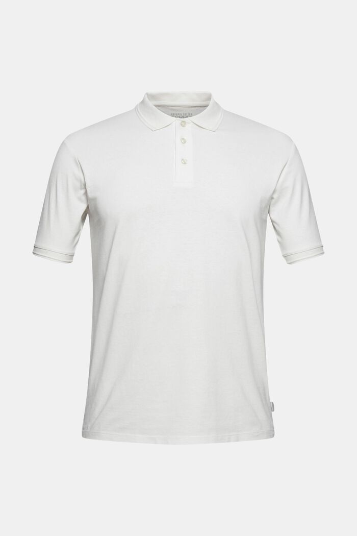 Mit Leinen/Organic Cotton: Jersey-Poloshirt, OFF WHITE, detail image number 0