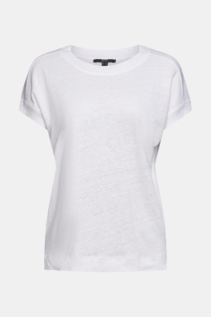 T-Shirt aus 100% Leinen, WHITE, overview