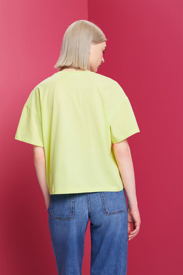Oversize Cropped-T-Shirt, 100 % Baumwolle, LIME YELLOW, detail image number 3
