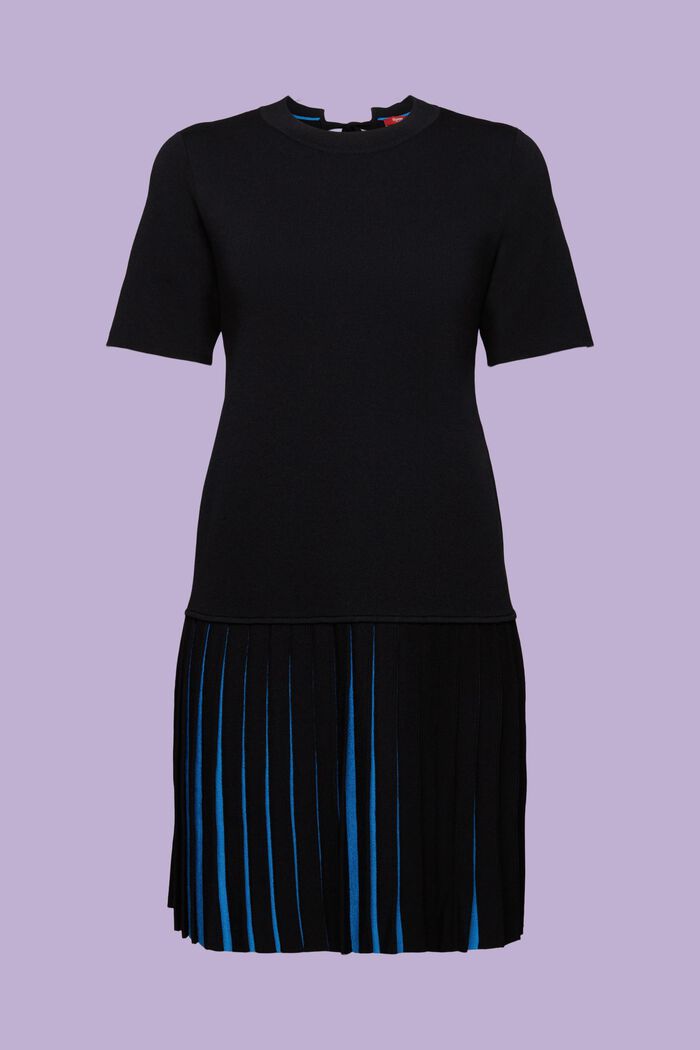 Plissiertes T-Shirt-Kleid in Minilänge, BLACK, detail image number 6