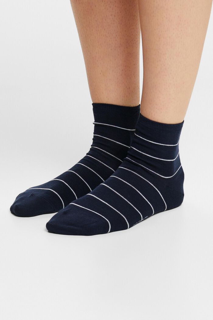 2er-Set Socken mit Streifenmuster, NAVY/BLUE, detail image number 1