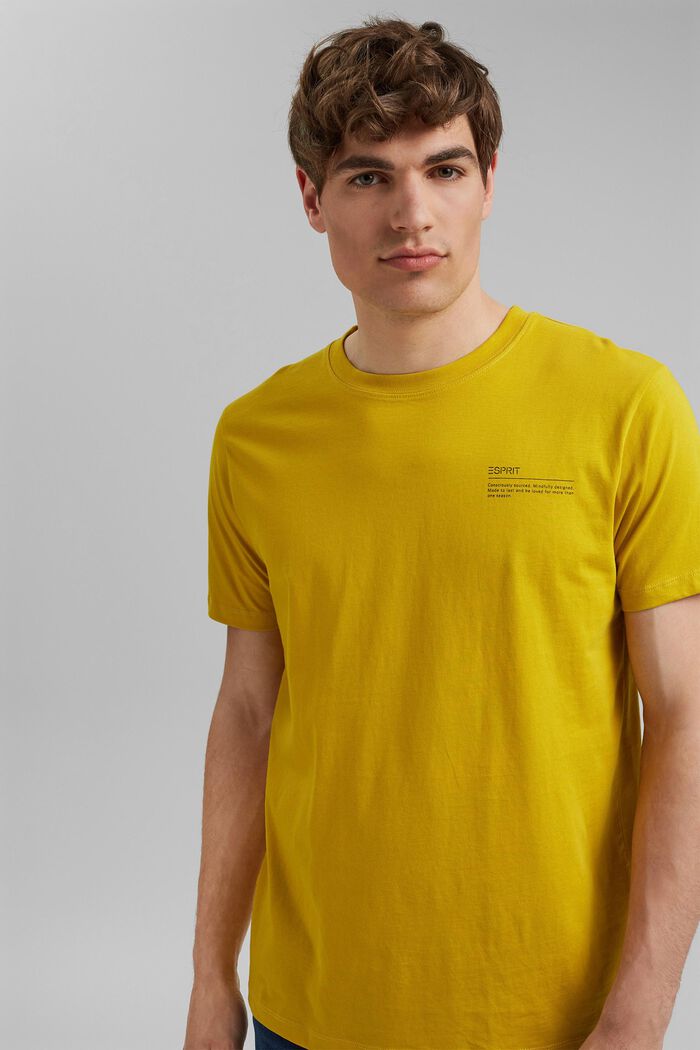 Jersey-T-Shirt mit Print, 100% Bio-Baumwolle, YELLOW, detail image number 4