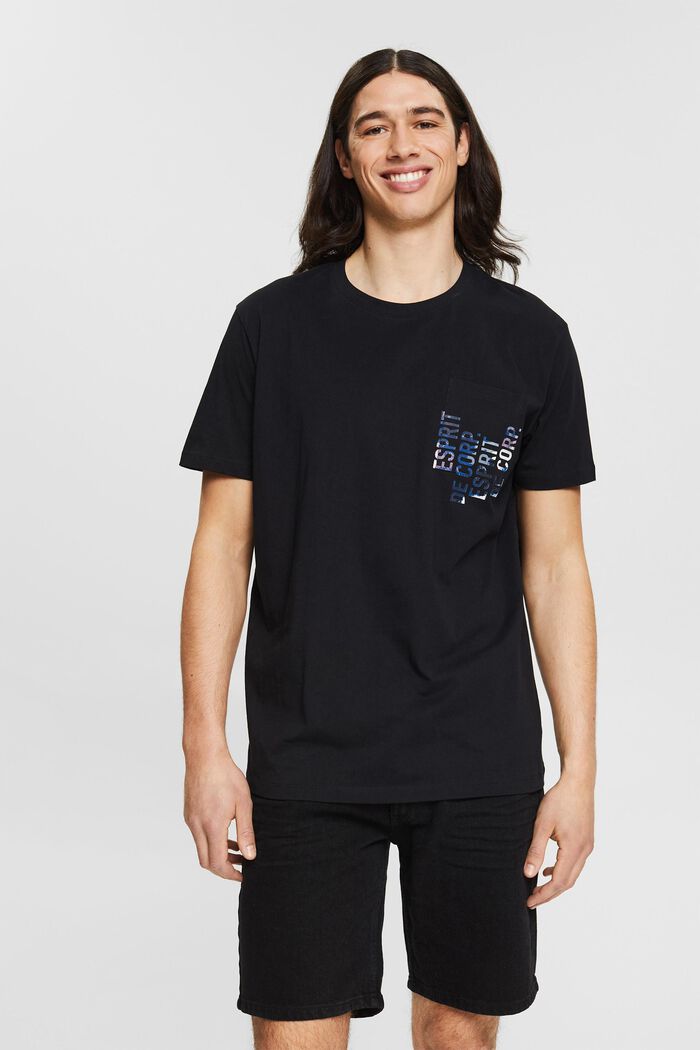 Jersey-T-Shirt mit Print, BLACK, detail image number 0