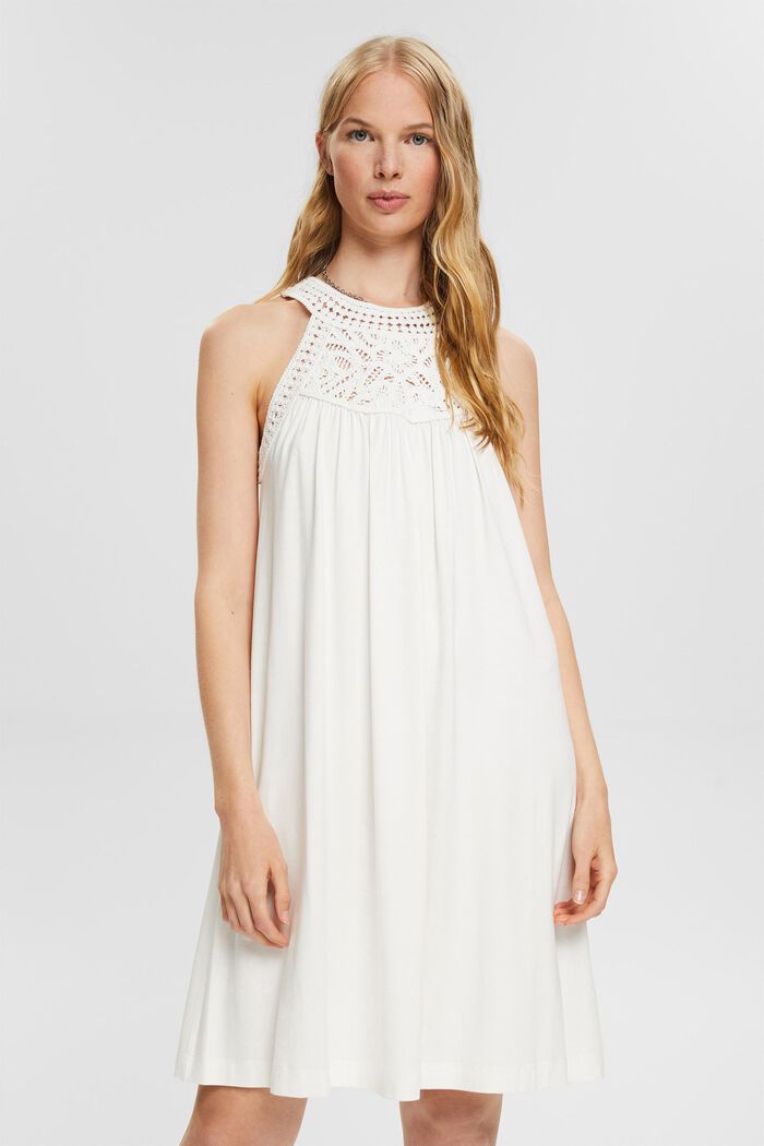 Kleid mit Häkelspitze, OFF WHITE, detail image number 0