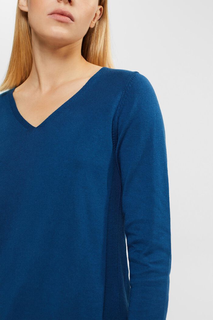 Pullover mit V-Ausschnitt, PETROL BLUE, detail image number 0