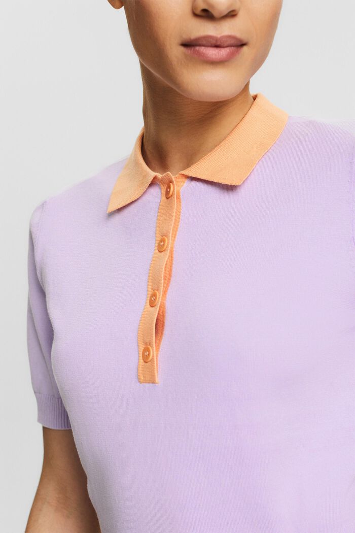 Polo-Pullover aus Baumwollmix, LAVENDER, detail image number 2