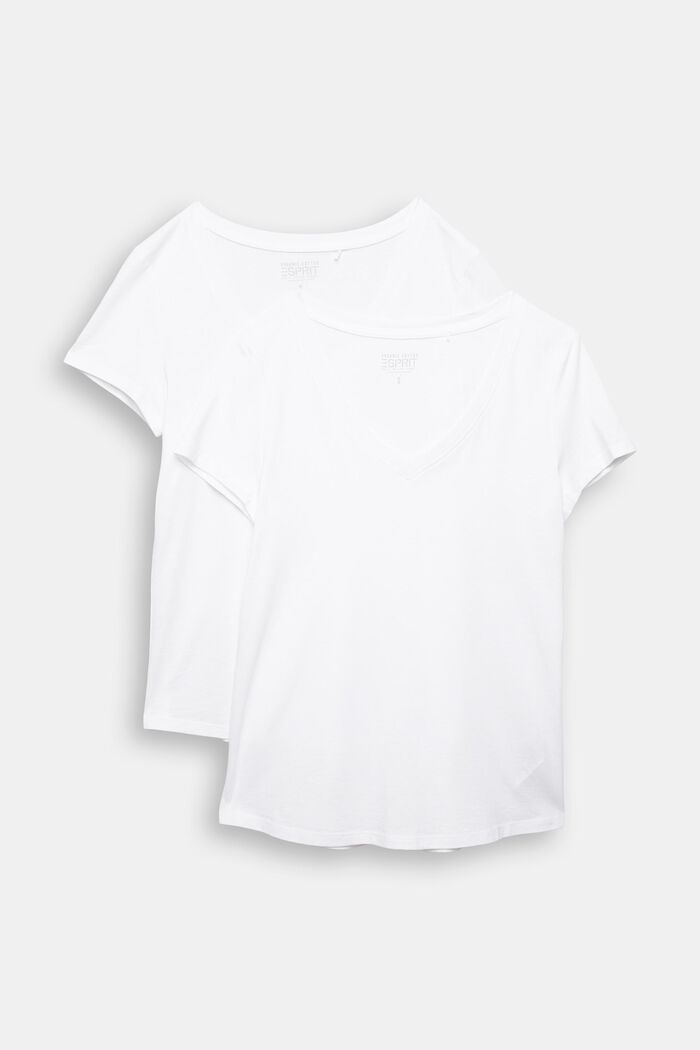 2er Pack T-Shirt aus Bio-Baumwoll-Mix, WHITE, overview