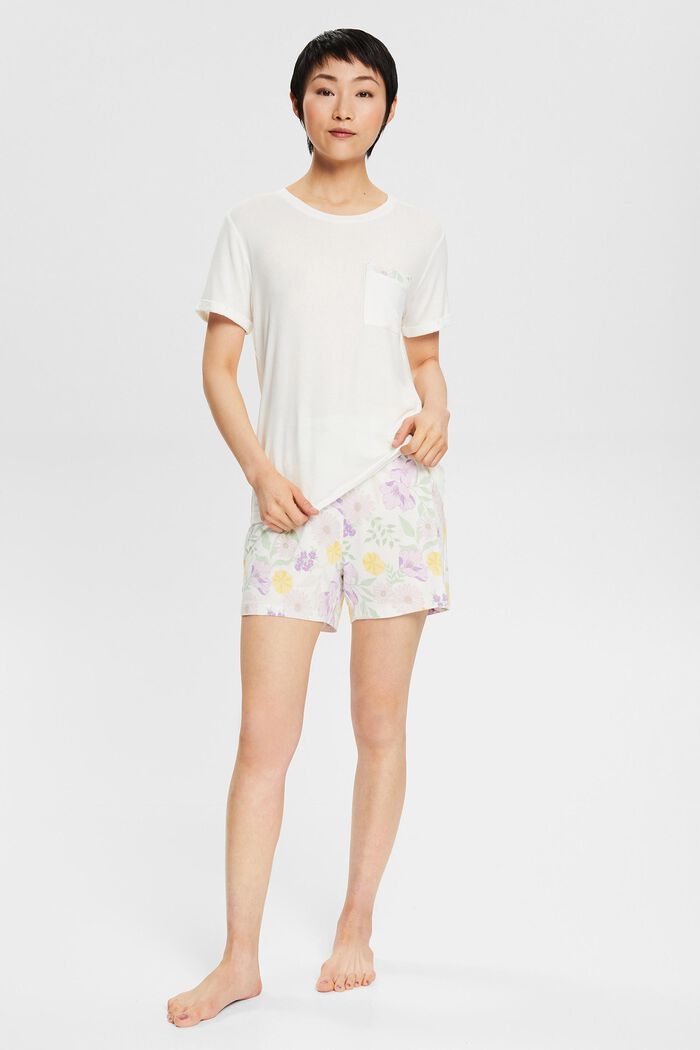 Pyjama-Set mit kurzer Hose, LENZING™ ECOVERO™, OFF WHITE, detail image number 0