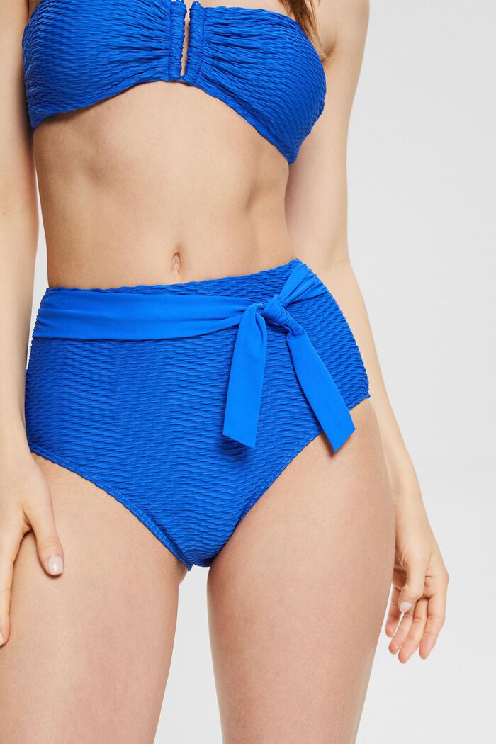 High Waist Bikinihose mit Strukturstreifen , BRIGHT BLUE, detail image number 1