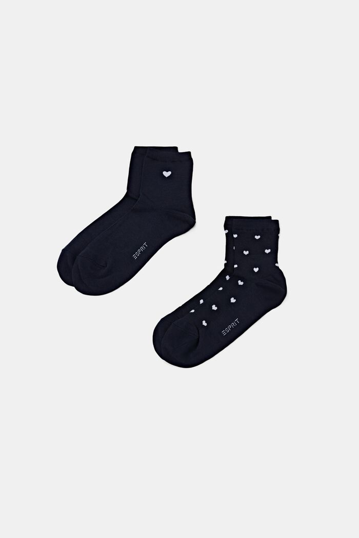 2er-Pack Socken mit Herzprint, SPACE BLUE, detail image number 0
