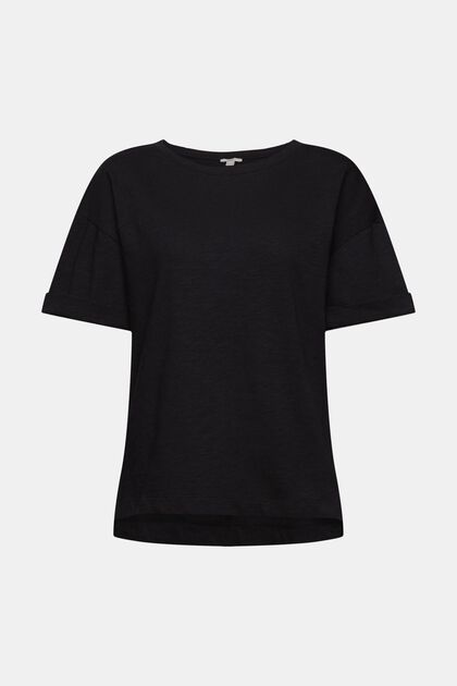T-Shirt mit Rundhalsausschnitt, BLACK, overview