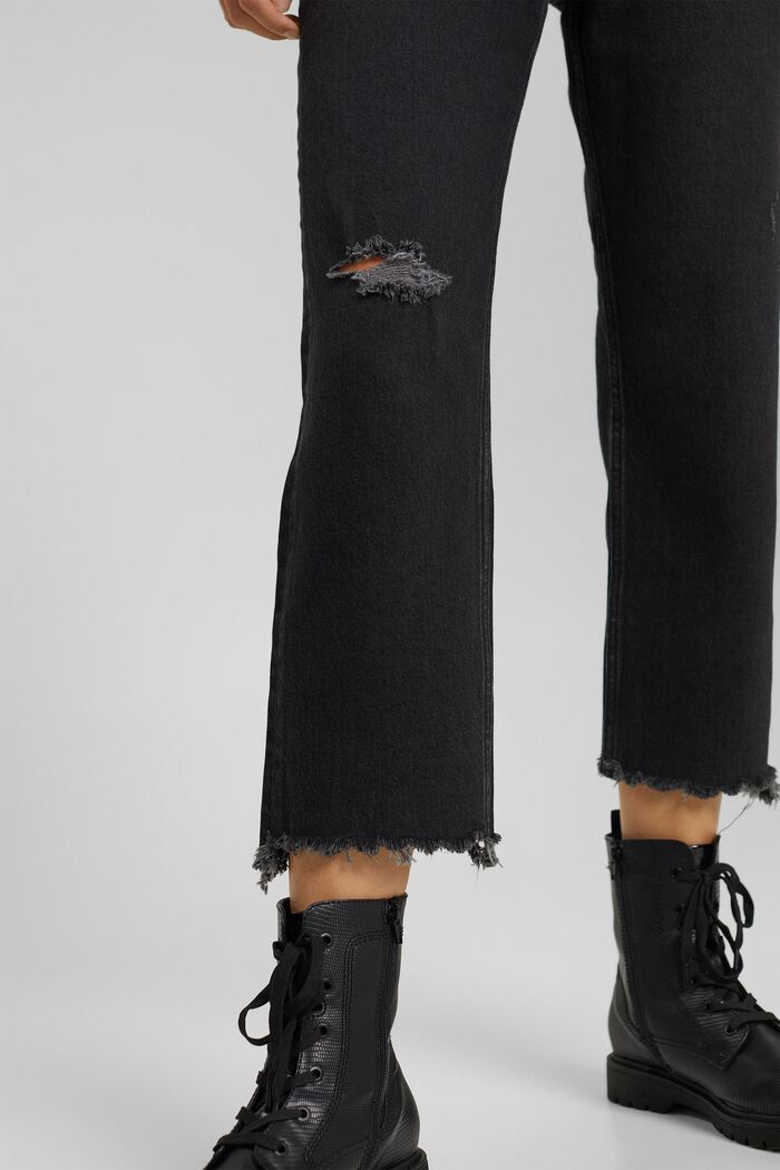 Cropped Destroyed-Jeans, Bio-Baumwolle, BLACK DARK WASHED, detail image number 5