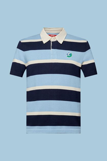 Gestreiftes Baumwoll-T-Shirt mit Logo und Polokragen