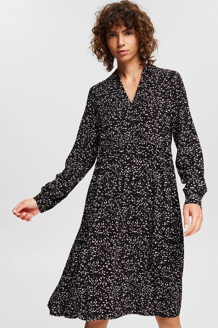 Print-Kleid aus LENZING™ ECOVERO™, BLACK, detail image number 0