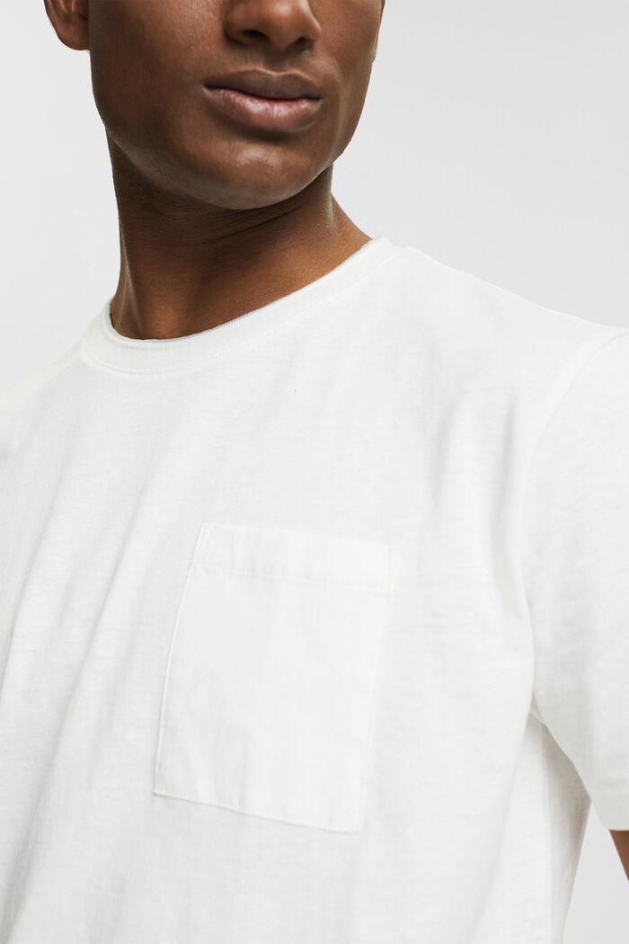 Mit Leinen: Jersey-T-Shirt mit Brusttasche, OFF WHITE, detail image number 1