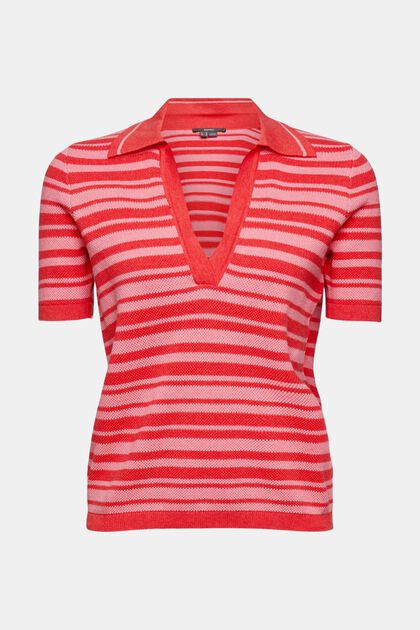 Polo-Shirt aus Strukturstrick, NEW RED, overview