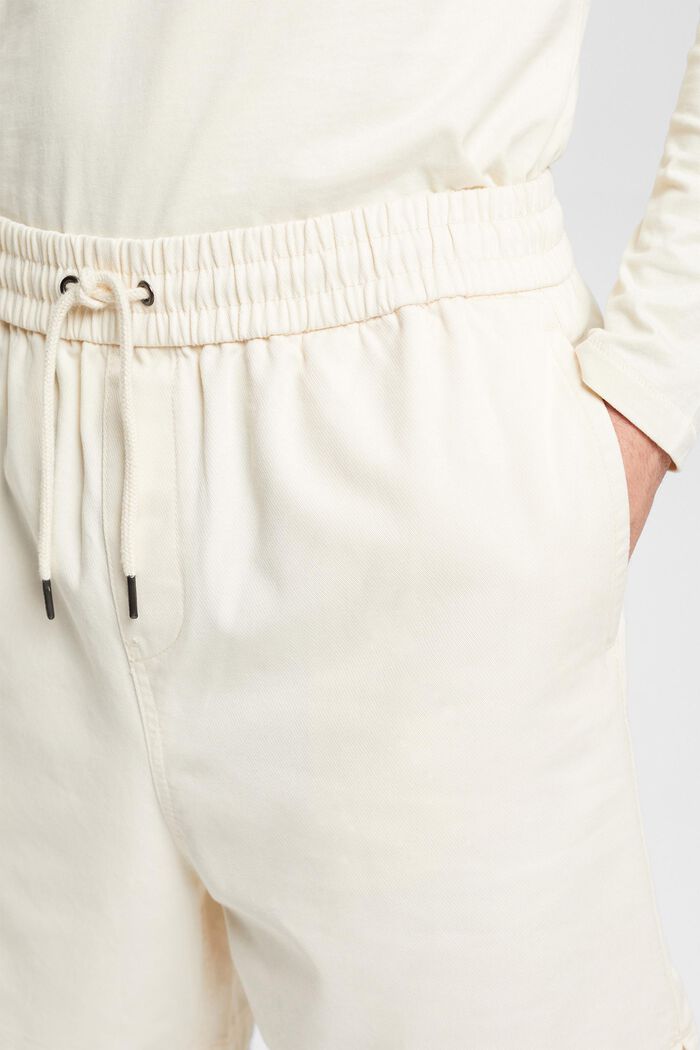 Shorts aus reiner Baumwolle mit Print hinten, CREAM BEIGE, detail image number 2