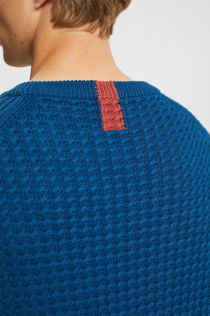 Pullover aus Strukturstrick, PETROL BLUE, detail image number 3