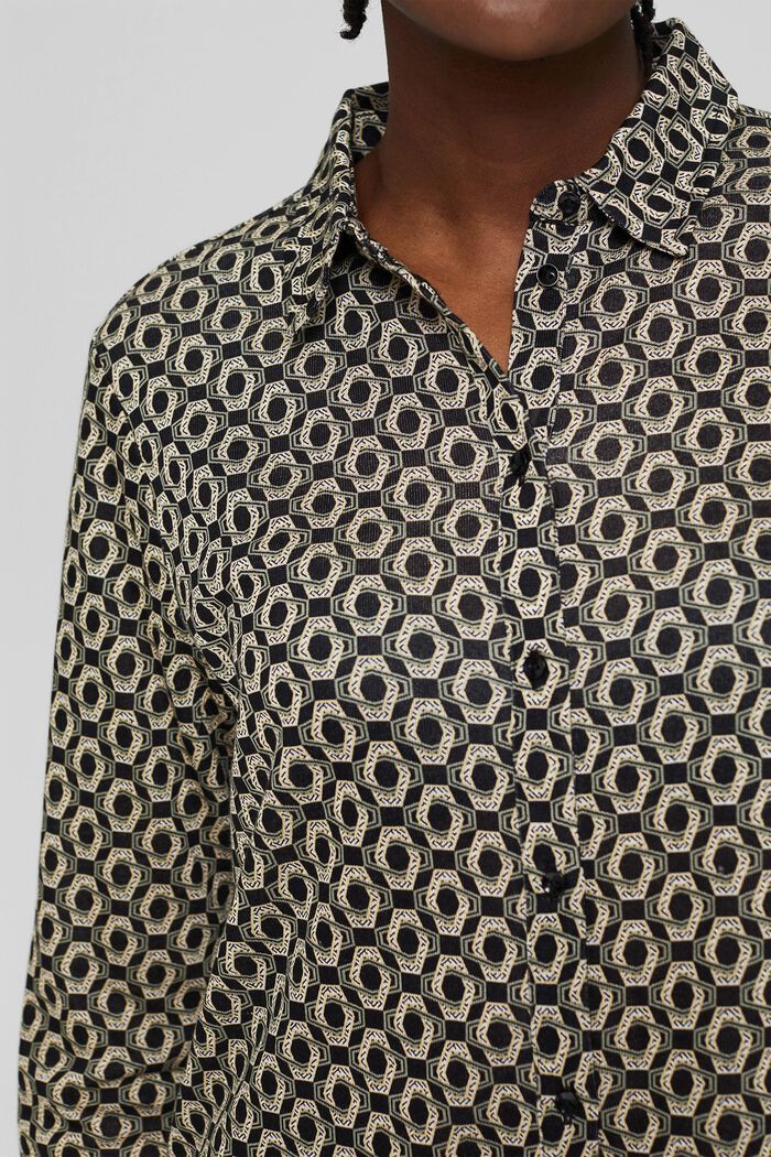 Gemusterte Bluse aus LENZING™ ECOVERO™, BLACK, detail image number 2