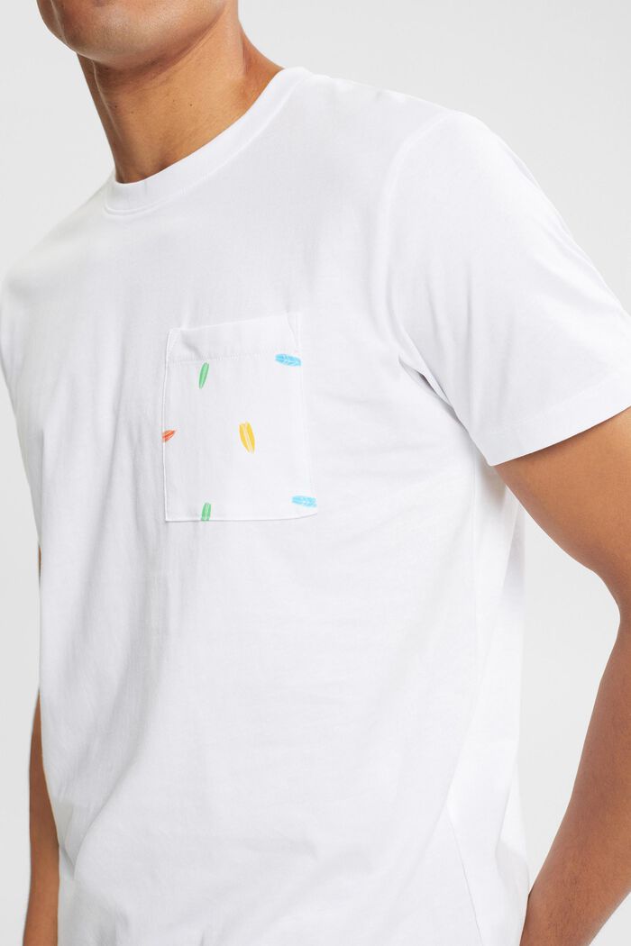 Jersey-T-Shirt mit Brusttasche, WHITE, detail image number 4