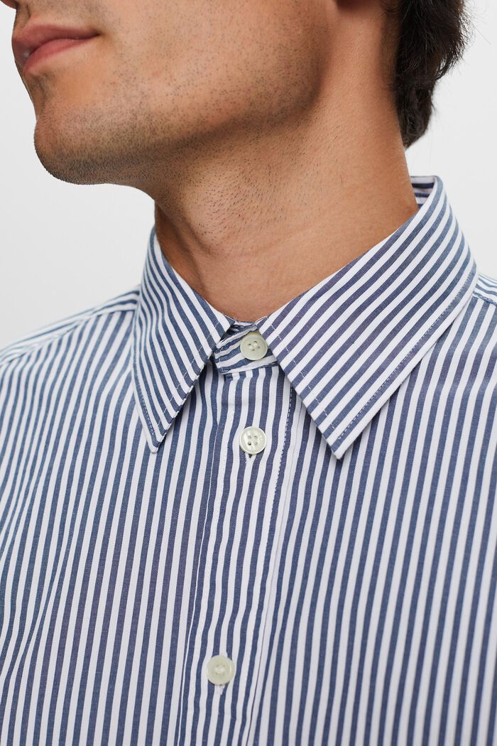 Gestreiftes Hemd aus Baumwoll-Popeline, GREY BLUE, detail image number 1