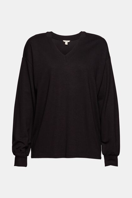 Leichtes Sweatshirt, LENZING™ ECOVERO™, BLACK, overview