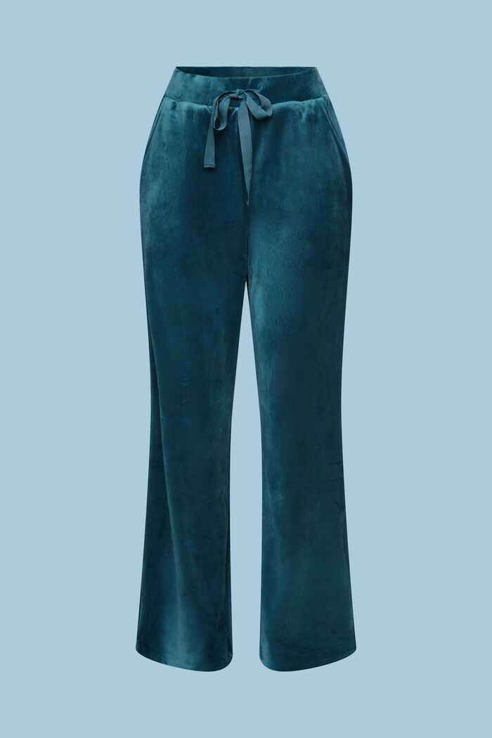 Loungewear-Hose aus Samt, PETROL BLUE, detail image number 5