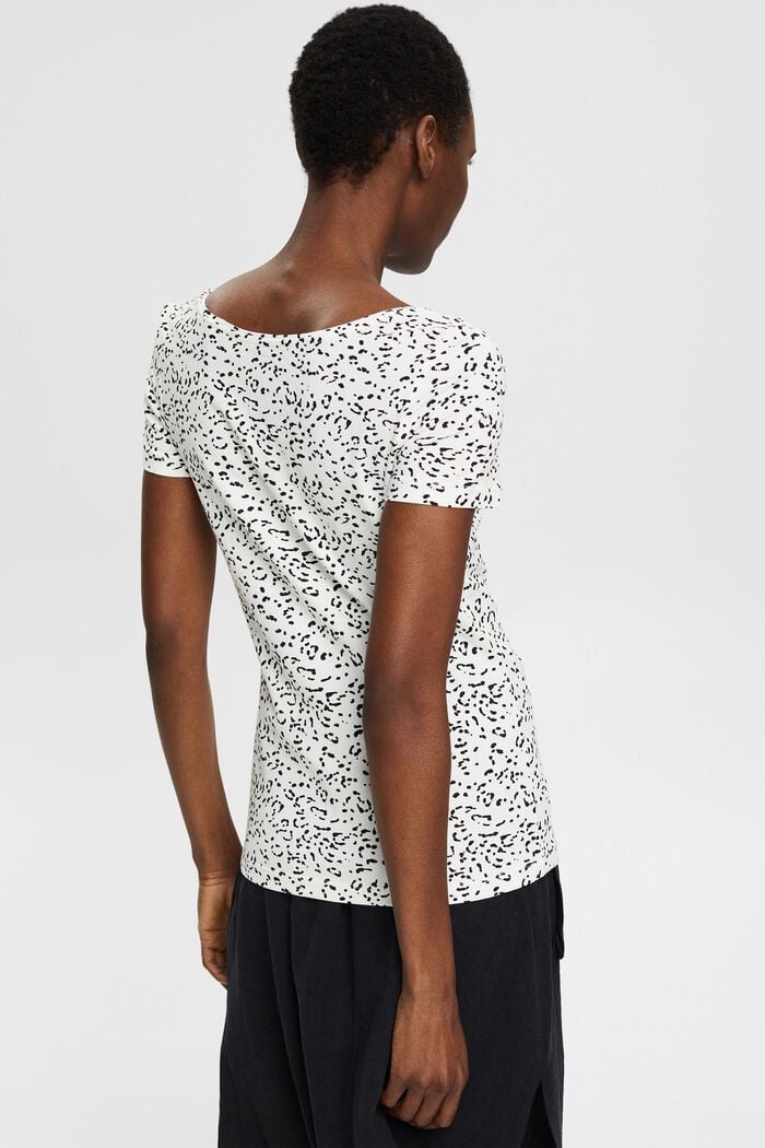 T-Shirt mit Musterprint, Bio-Baumwolle, OFF WHITE, detail image number 3