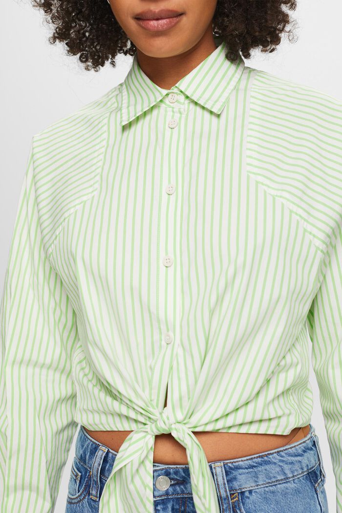 Gestreiftes Hemd mit Bindedetail vorne, CITRUS GREEN, detail image number 3