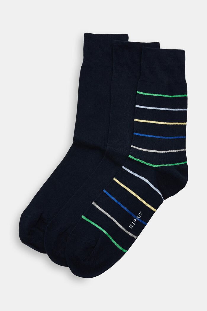 3er-Set Socken, organische Baumwolle, MARINE, overview