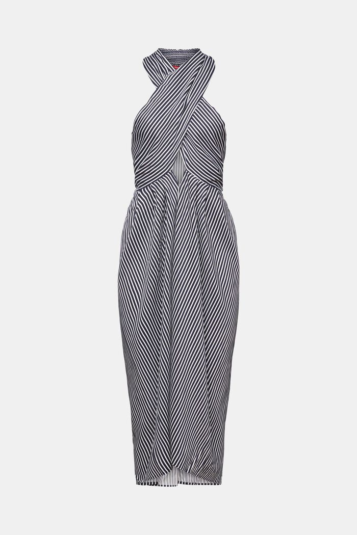 Gestreiftes Kleid im Sarong-Stil, NAVY, detail image number 6