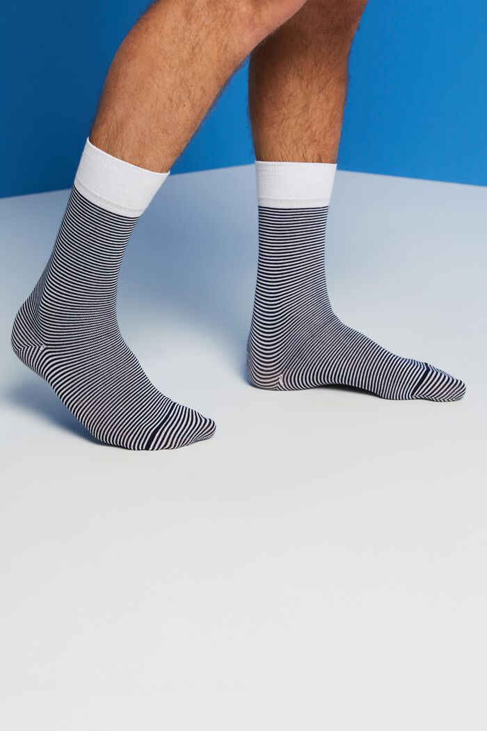 2er-Set gestreifte Socken, Bio-Baumwolle, BLUE/WHITE, detail image number 1