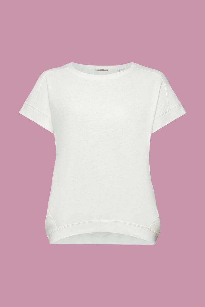 T-Shirt aus Baumwoll-Leinen-Mix, OFF WHITE, detail image number 6