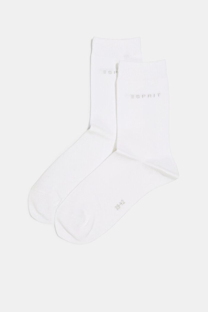 Socken im Doppelpack mit eingestricktem Logo, Bio-Baumwolle, WHITE, detail image number 2