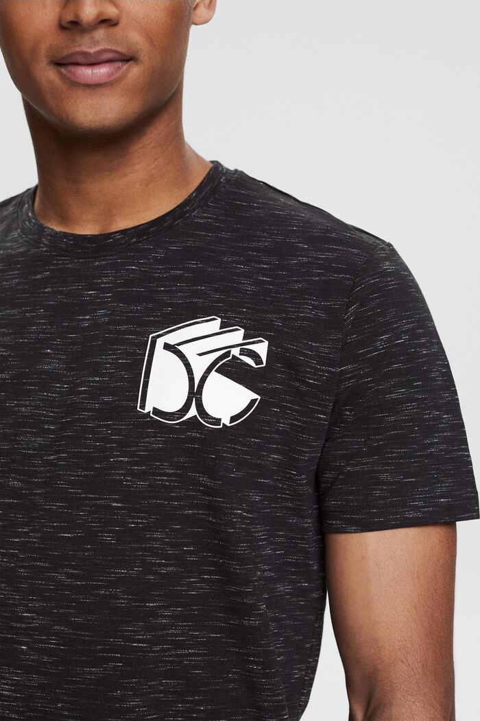 Meliertes Jersey-T-Shirt mit 3D Logo-Print, BLACK, detail image number 1
