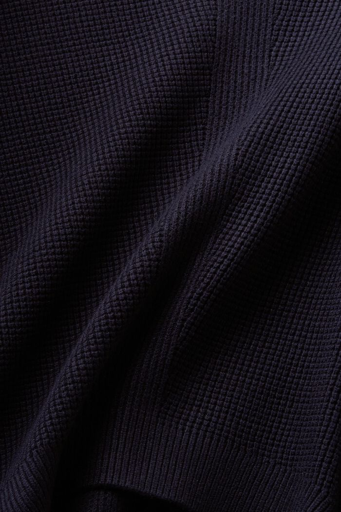 V-Neck-Pullover aus Perlstrick, NAVY, detail image number 4